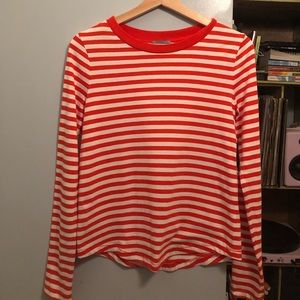 COS Long Sleeve Cotton T-shirt in Red